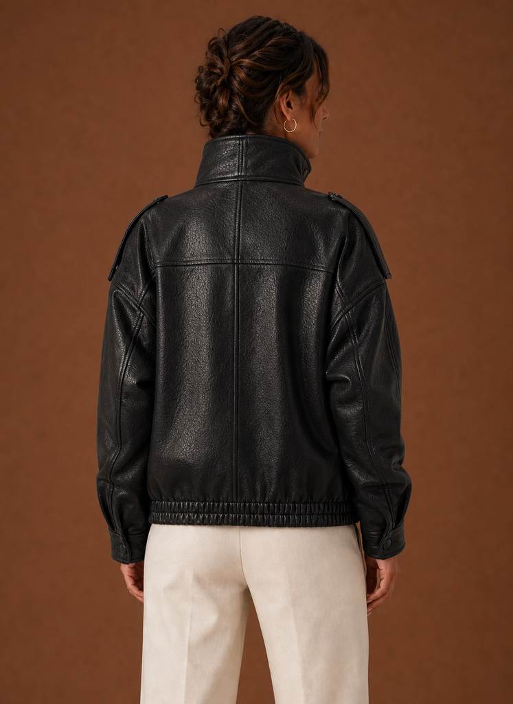 Women's Casual Jacket - Funnel Neck Collar Jacket | Areleon