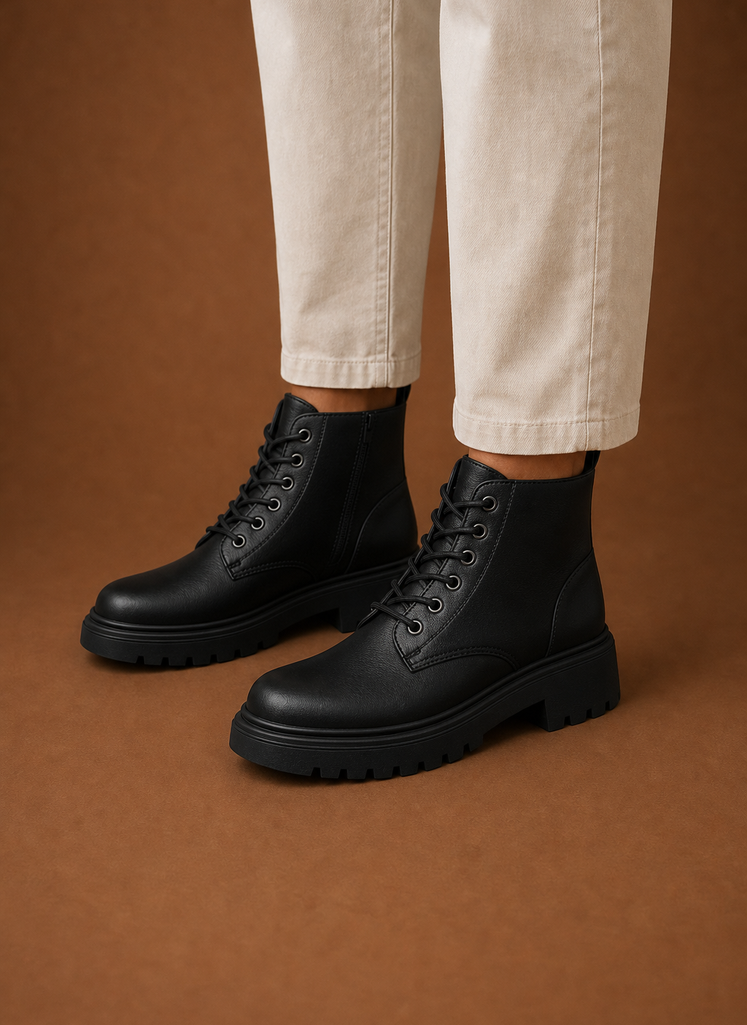 Women's Chunky Combat Lace Up Boots | Areleon