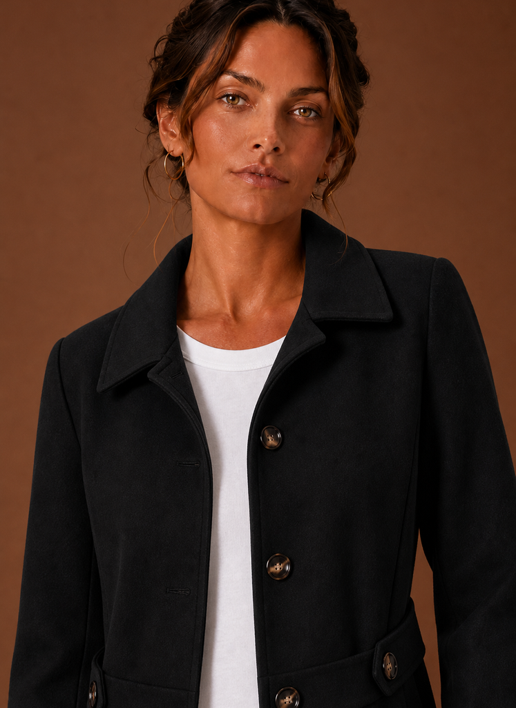 Women's Trench Coat - Mid-Length Button Front Jacket | Areleon