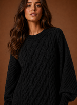 Women's Oversized Cable Knit Sweater Dress | Areleon