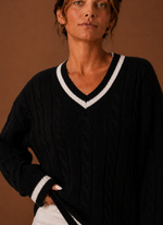 Women's Cable Knit Sweater - V-Neck Long Sleeve Pullover | Areleon