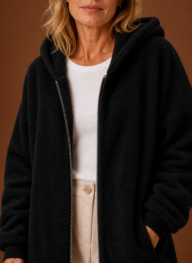 Women's Long Fleece Hooded Winter Jacket | Areleon