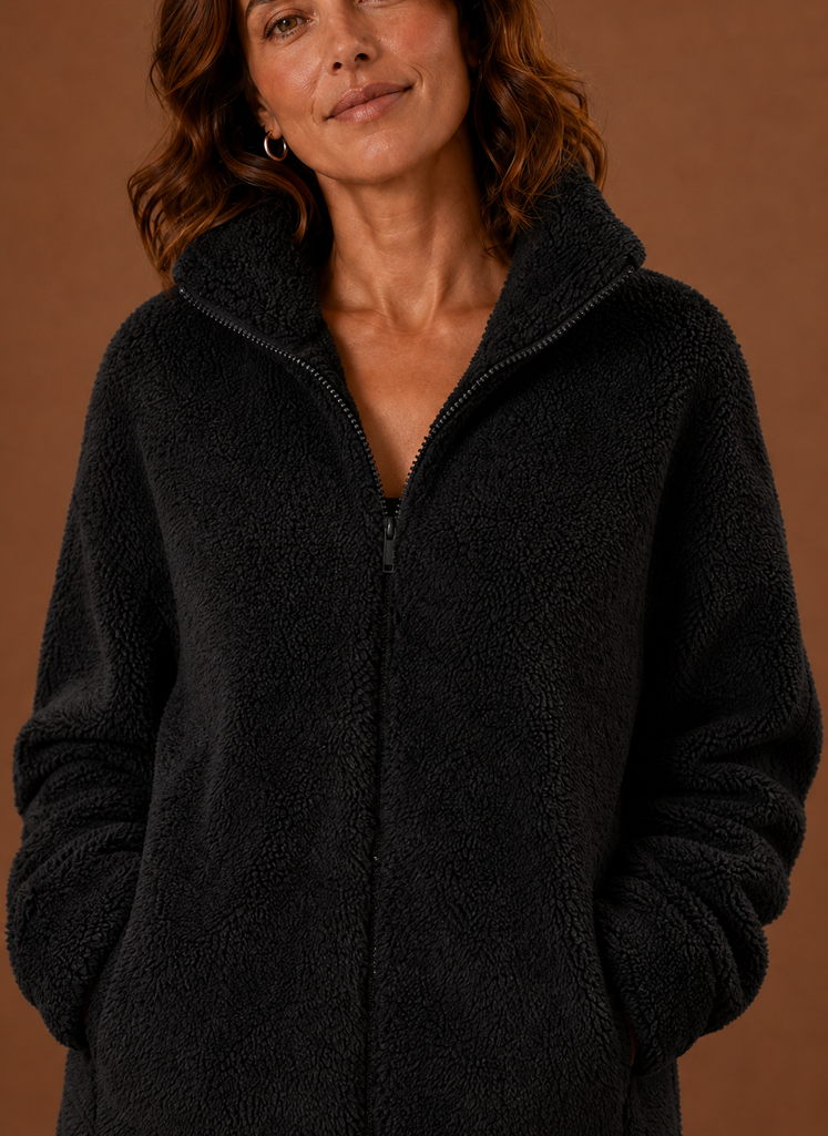 Women's Fleece Sherpa Zip Up Winter Jacket | Areleon