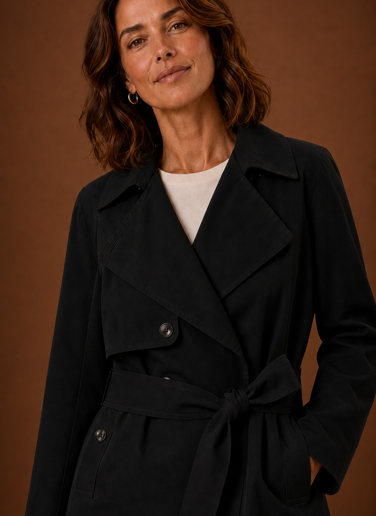 Women's Trench Coat - Belted Waist Casual Jacket | Areleon