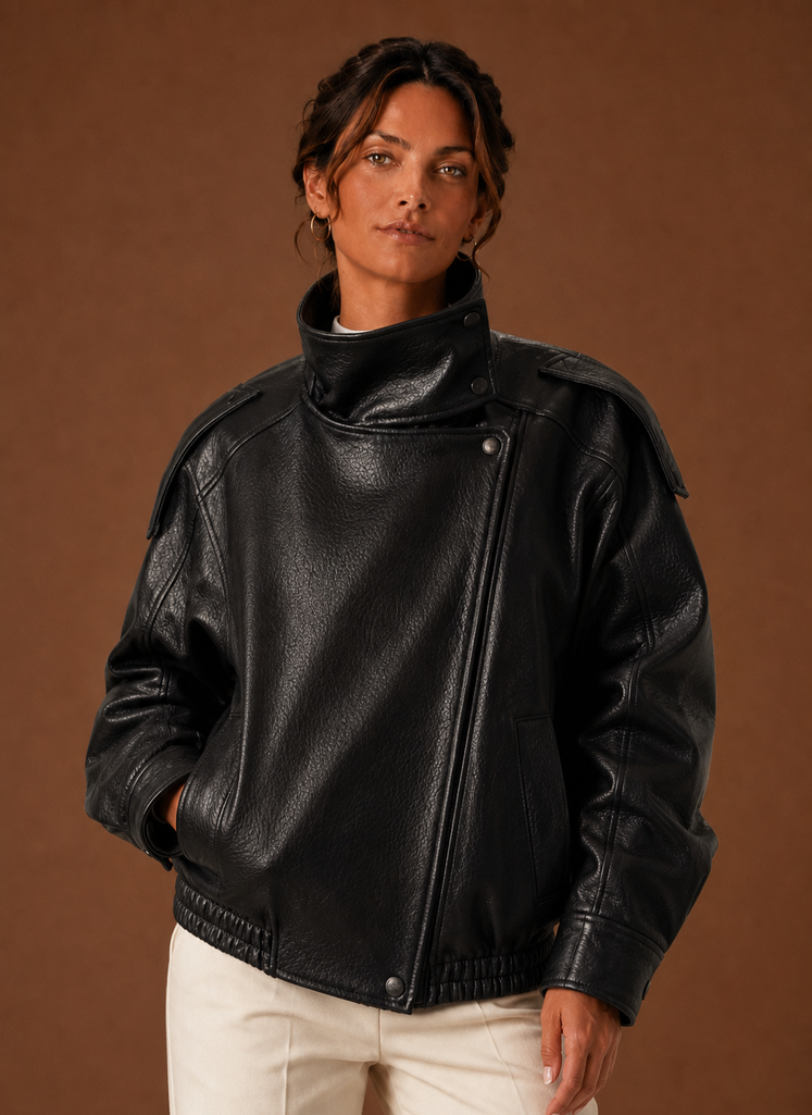 Women's Casual Jacket - Funnel Neck Collar Jacket | Areleon