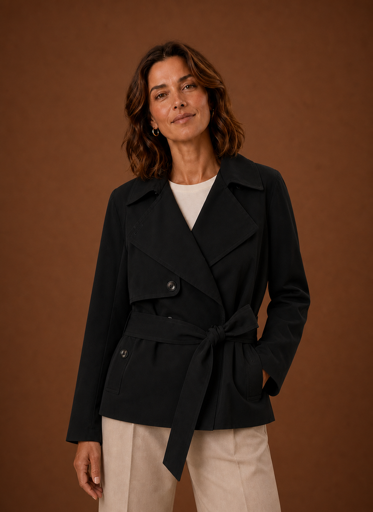 Women's Trench Coat - Belted Waist Casual Jacket | Areleon