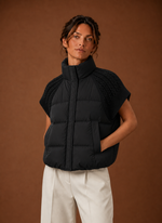 Women's Puffer Vest - Knit-Shoulder Sleeveless Jacket | Areleon