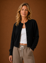 Women's Knit Cardigan - Button-Front Crew Neck Sweater | Areleon