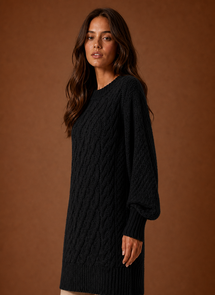 Women's Oversized Cable Knit Sweater Dress | Areleon