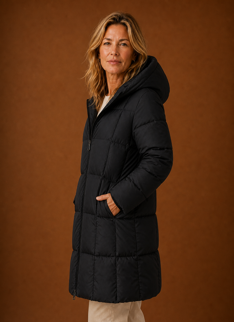 Women's Puffer Jacket - Long Hooded Winter Coat | Areleon