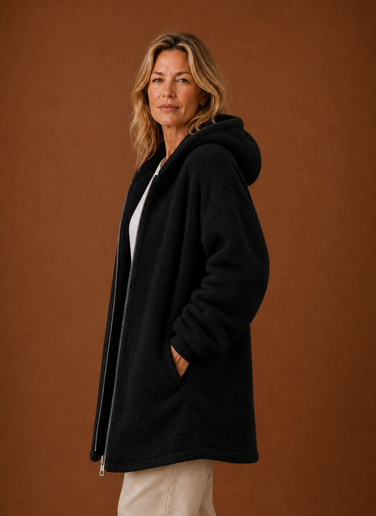 Women's Long Fleece Hooded Winter Jacket | Areleon