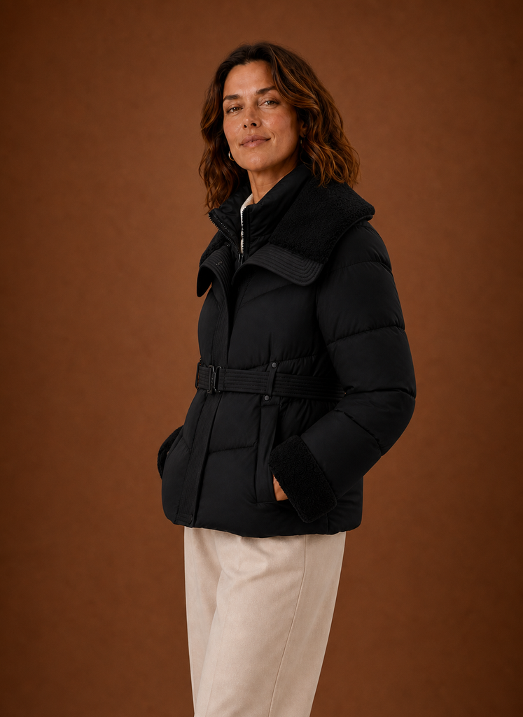 Women's Puffer Jacket - Belted Winter Coat | Areleon