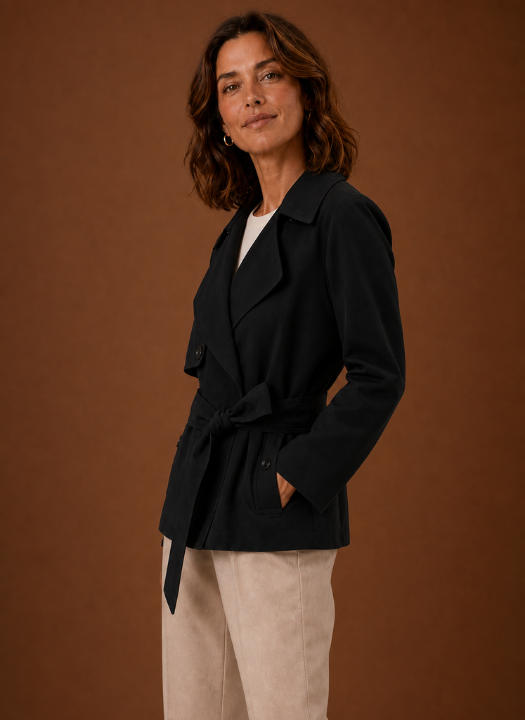 Women's Trench Coat - Belted Waist Casual Jacket | Areleon