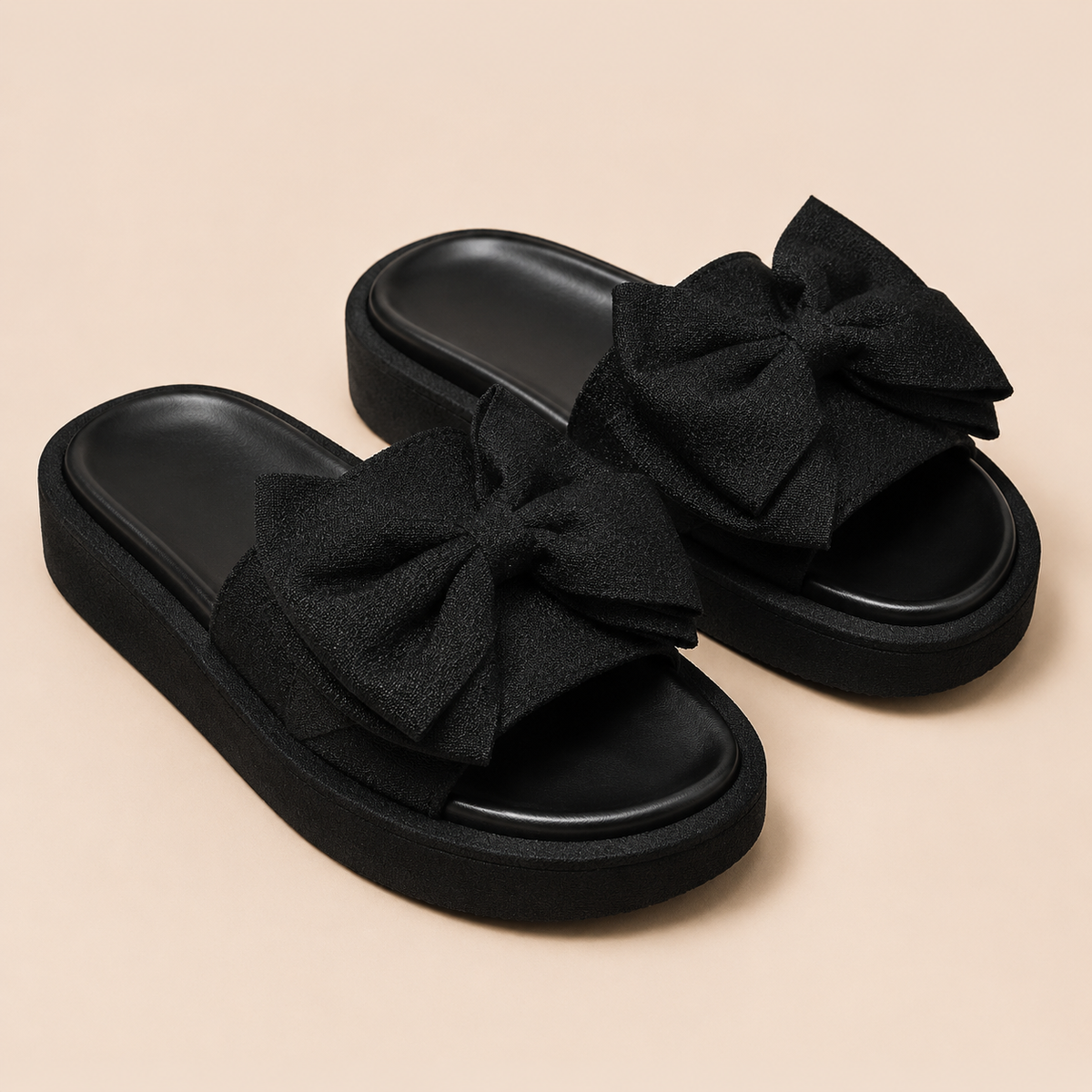 Rosali Platform Bow Slide Sandals - Stylish Bow-Detail Platform Footwear