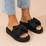 Rosali Platform Bow Slide Sandals - Stylish Bow-Detail Platform Footwear