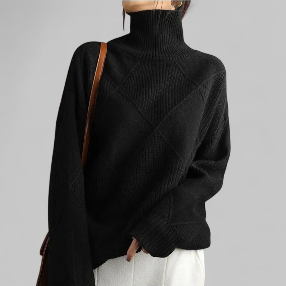 Barbara Oversized Patterned Turtleneck Sweater