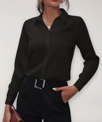 Stefanie Tailored Button-Front Office Blouse