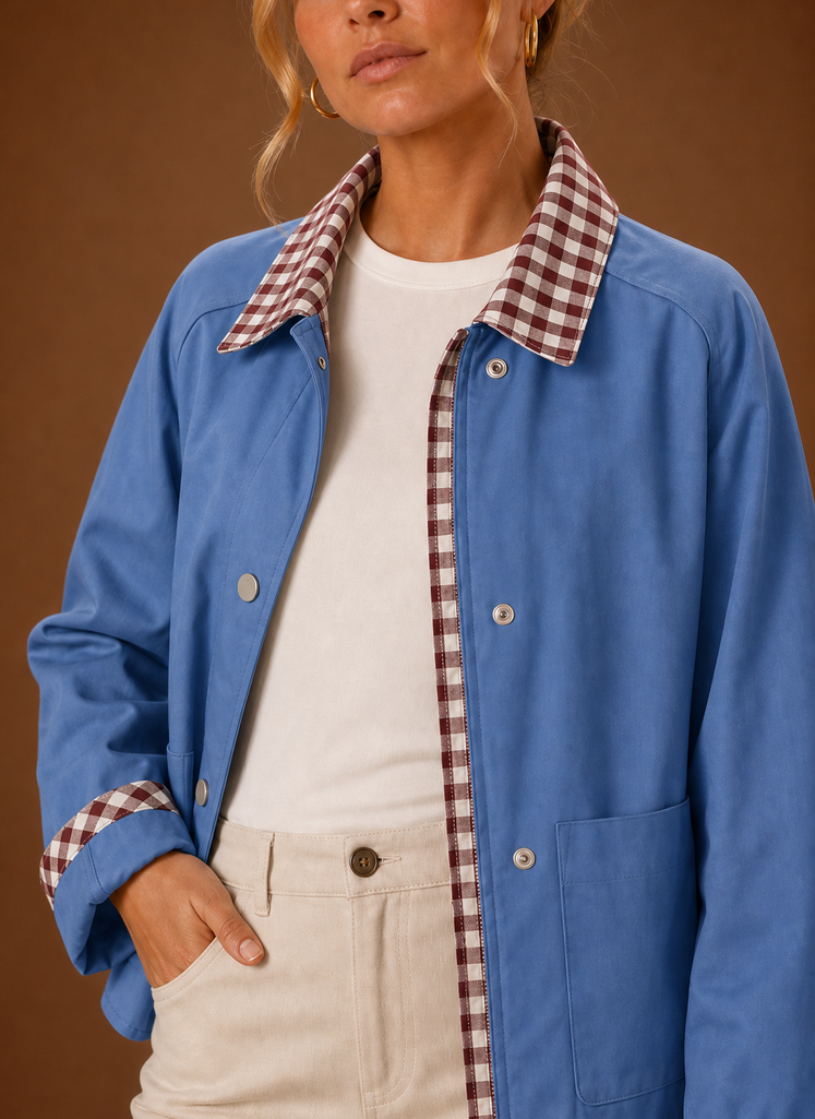 Women’s Barn Jacket - Check Collar Casual Coat | Areleon