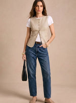 Clara Elegant Button-Front Sleeveless Vest