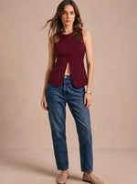 Clara Elegant Button-Front Sleeveless Vest