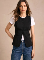 Clara Elegant Button-Front Sleeveless Vest
