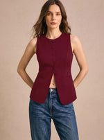 Clara Elegant Button-Front Sleeveless Vest