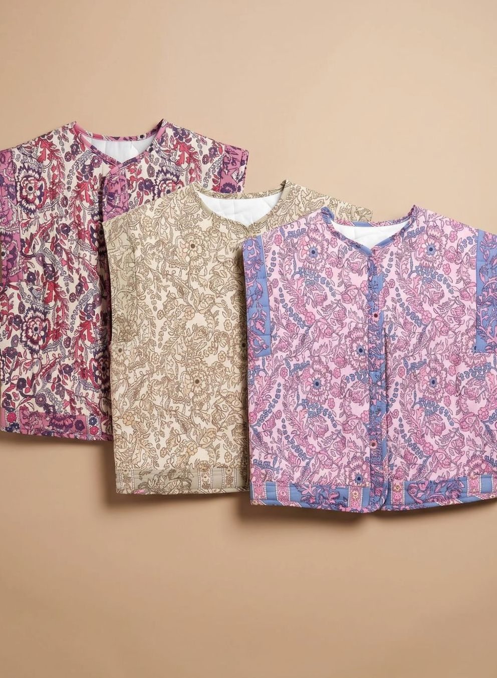Hannah Quilted Floral Vest with Side Pockets