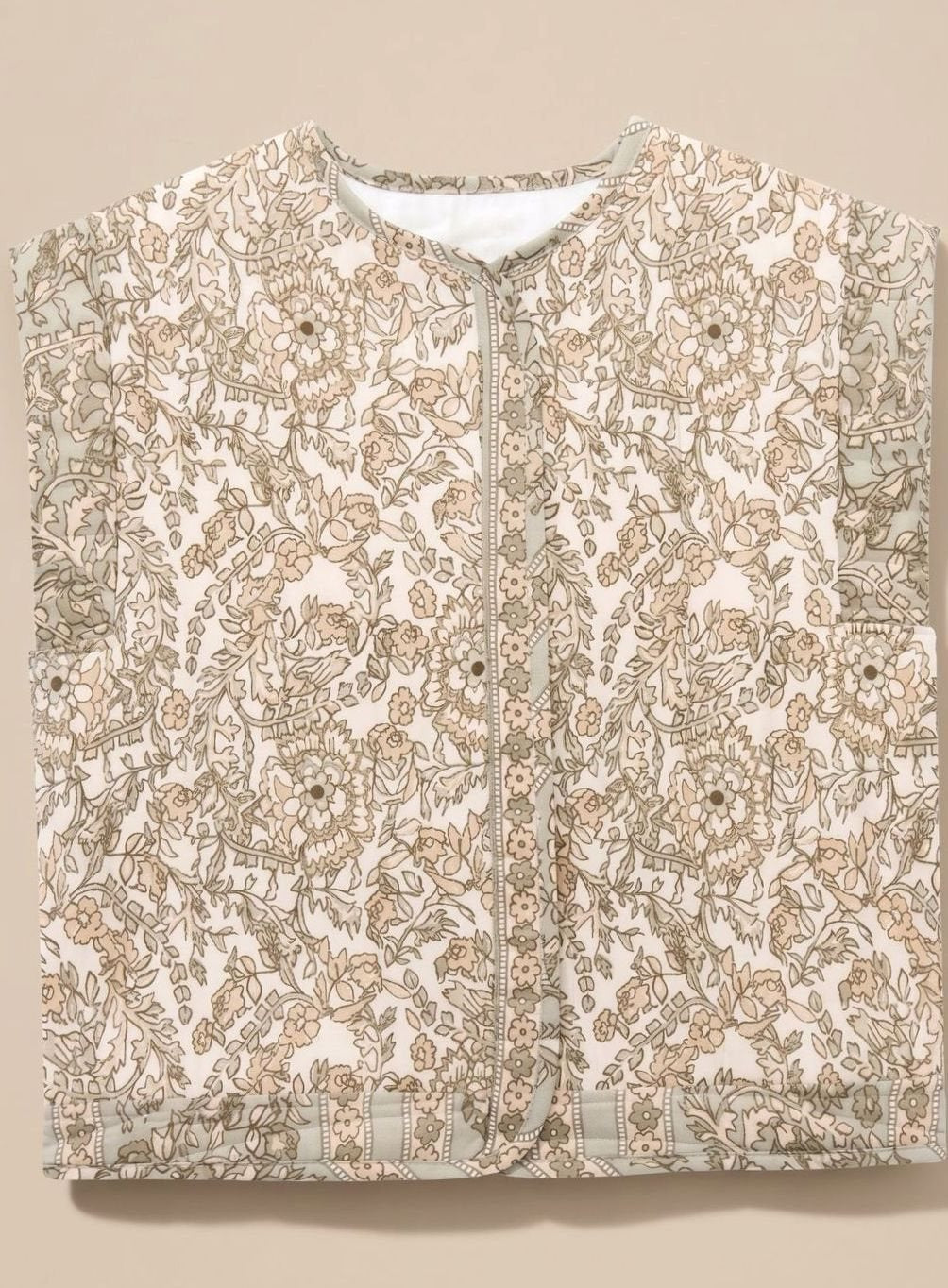 Hannah Quilted Floral Vest with Side Pockets