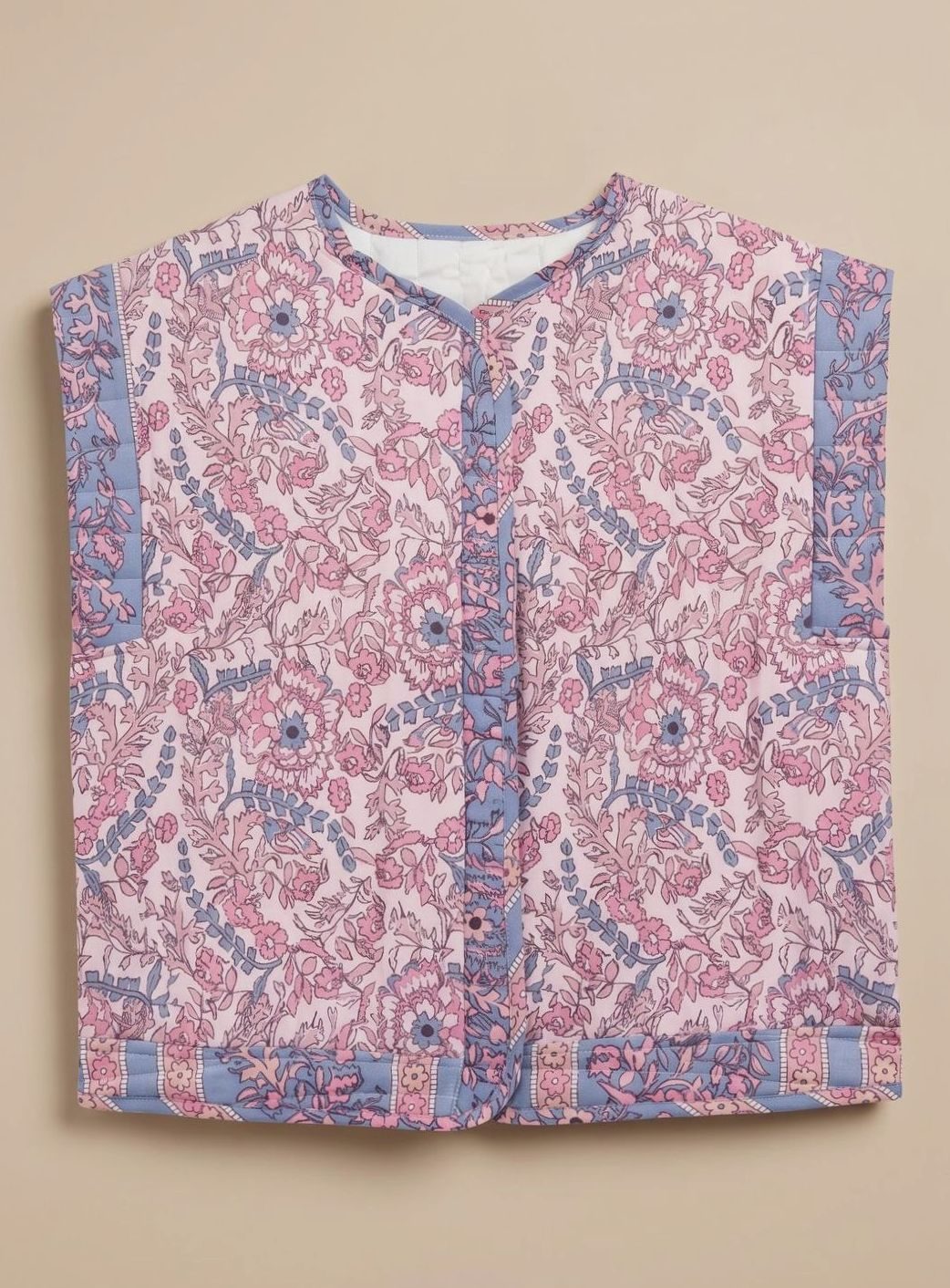 Hannah Quilted Floral Vest with Side Pockets