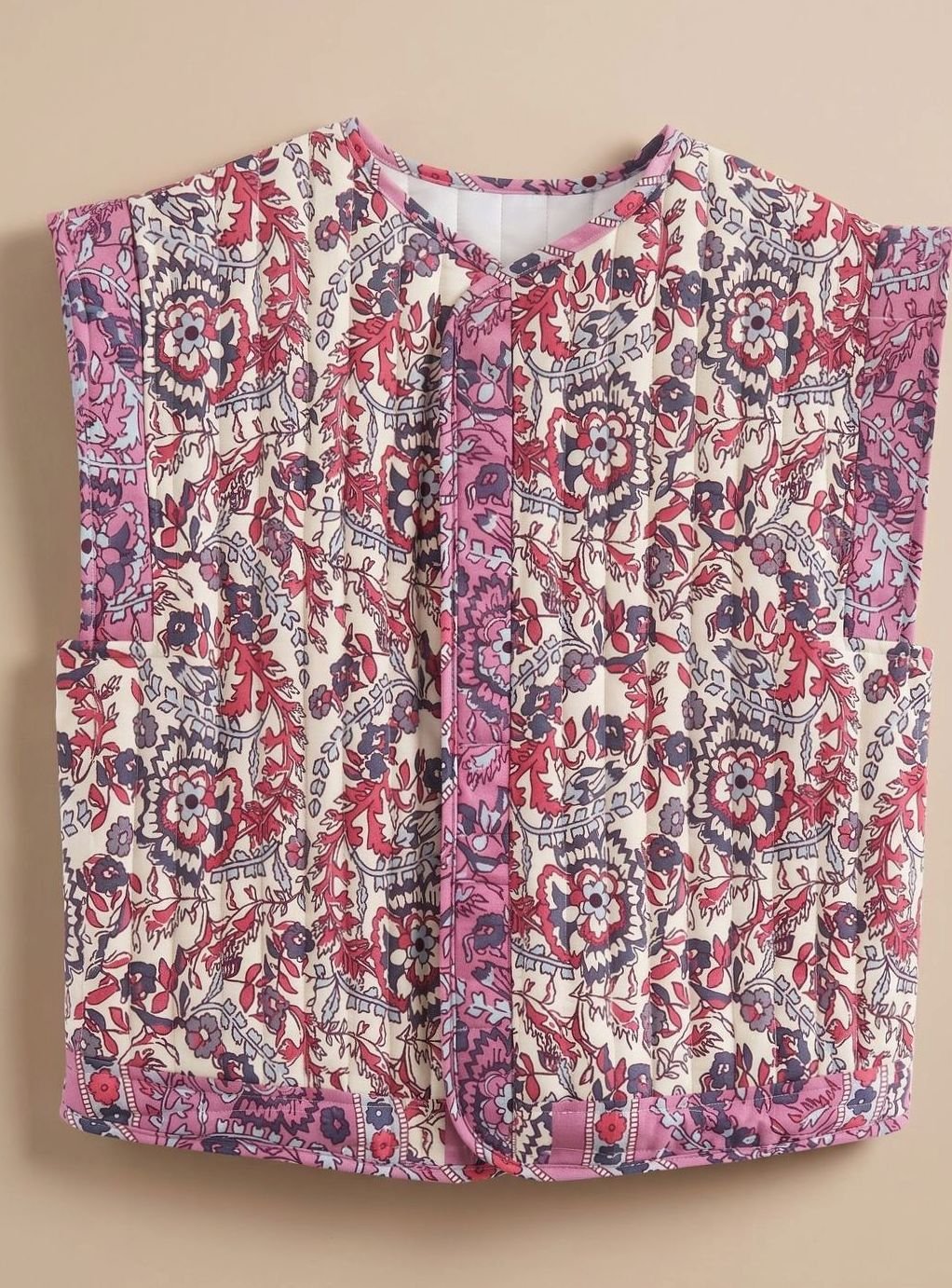 Hannah Quilted Floral Vest with Side Pockets