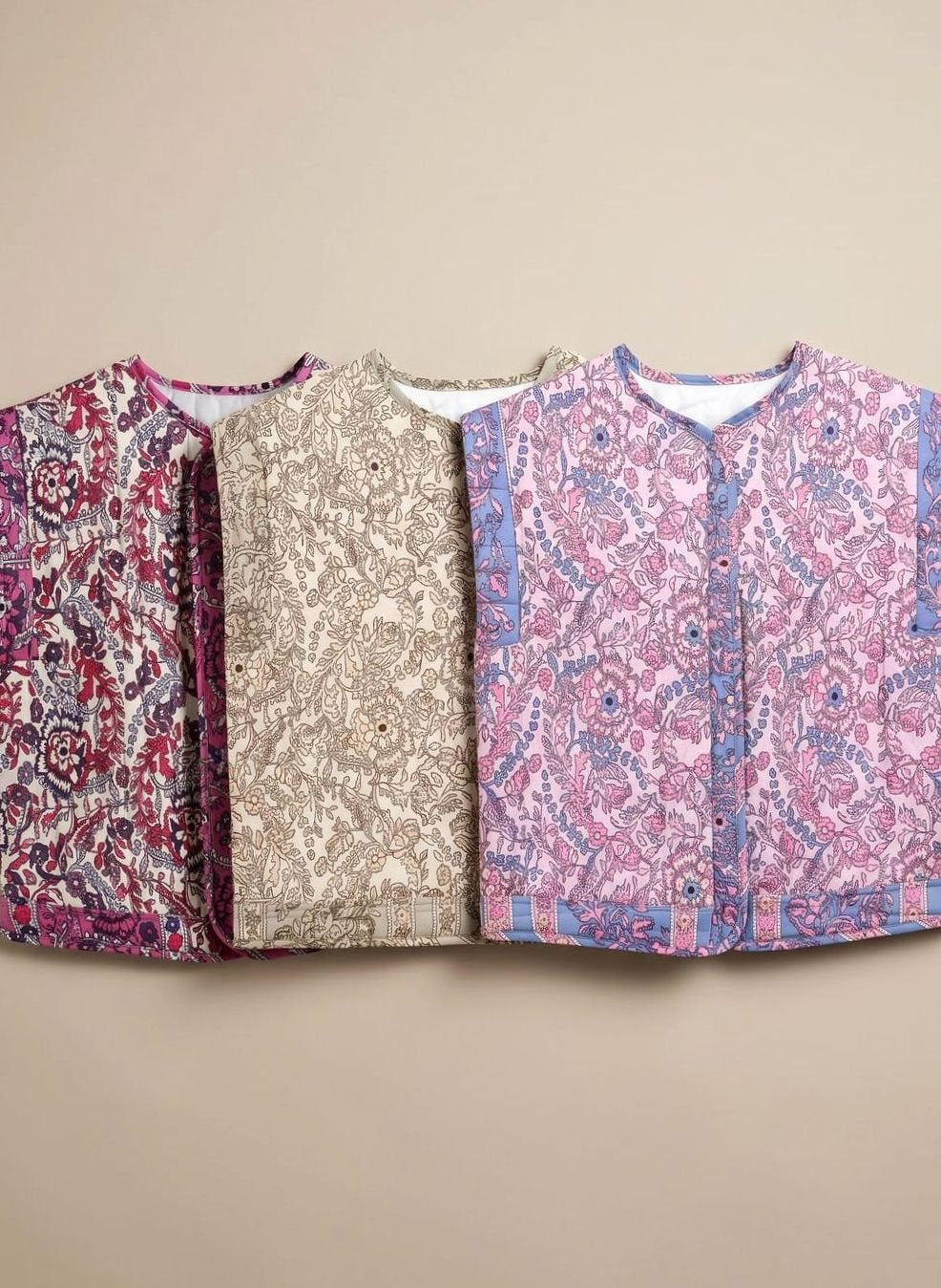 Hannah Quilted Floral Vest with Side Pockets