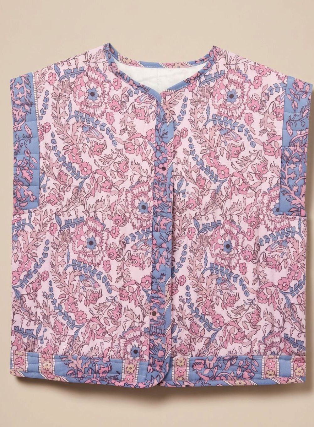 Hannah Quilted Floral Vest with Side Pockets