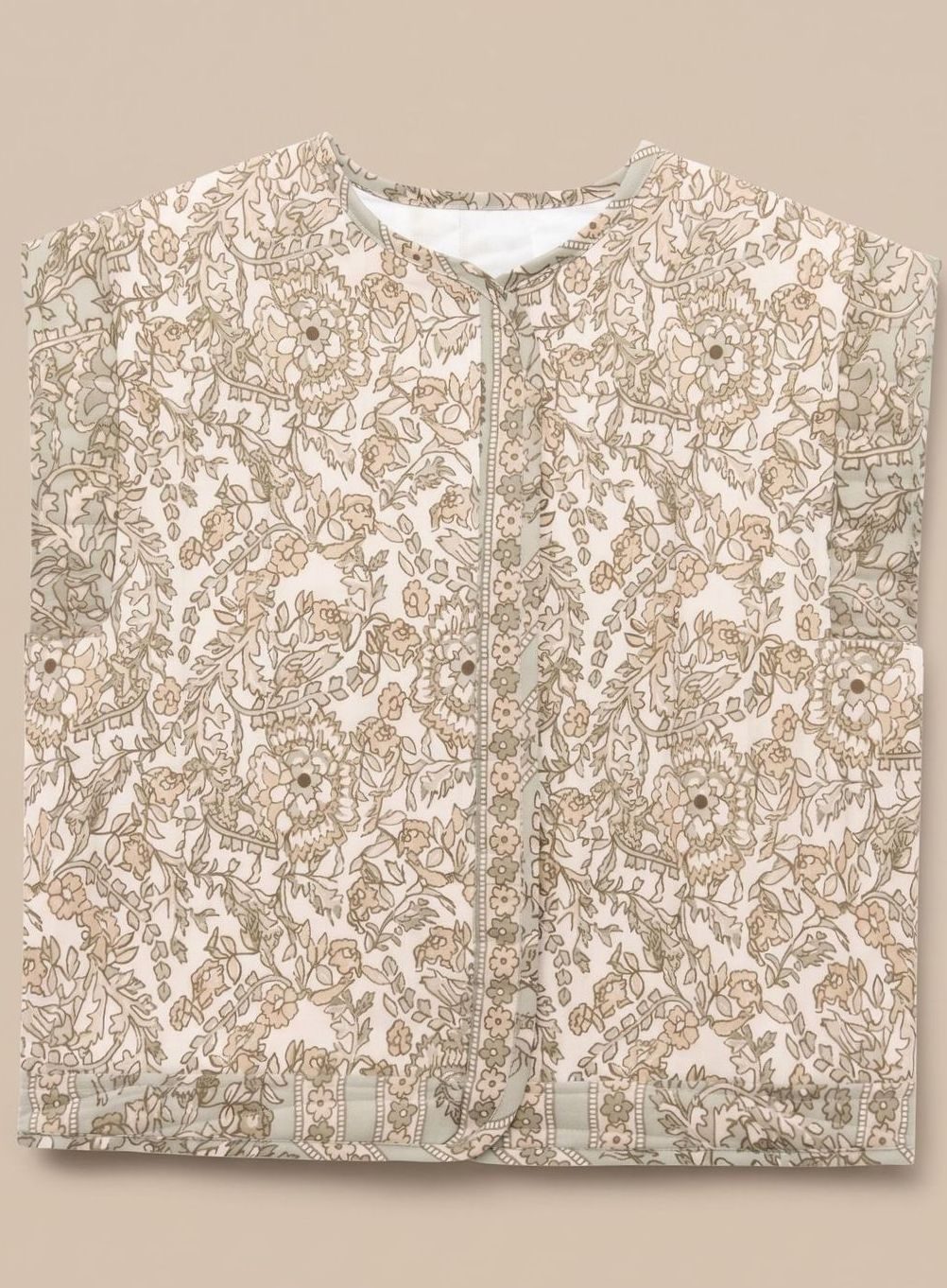 Hannah Quilted Floral Vest with Side Pockets
