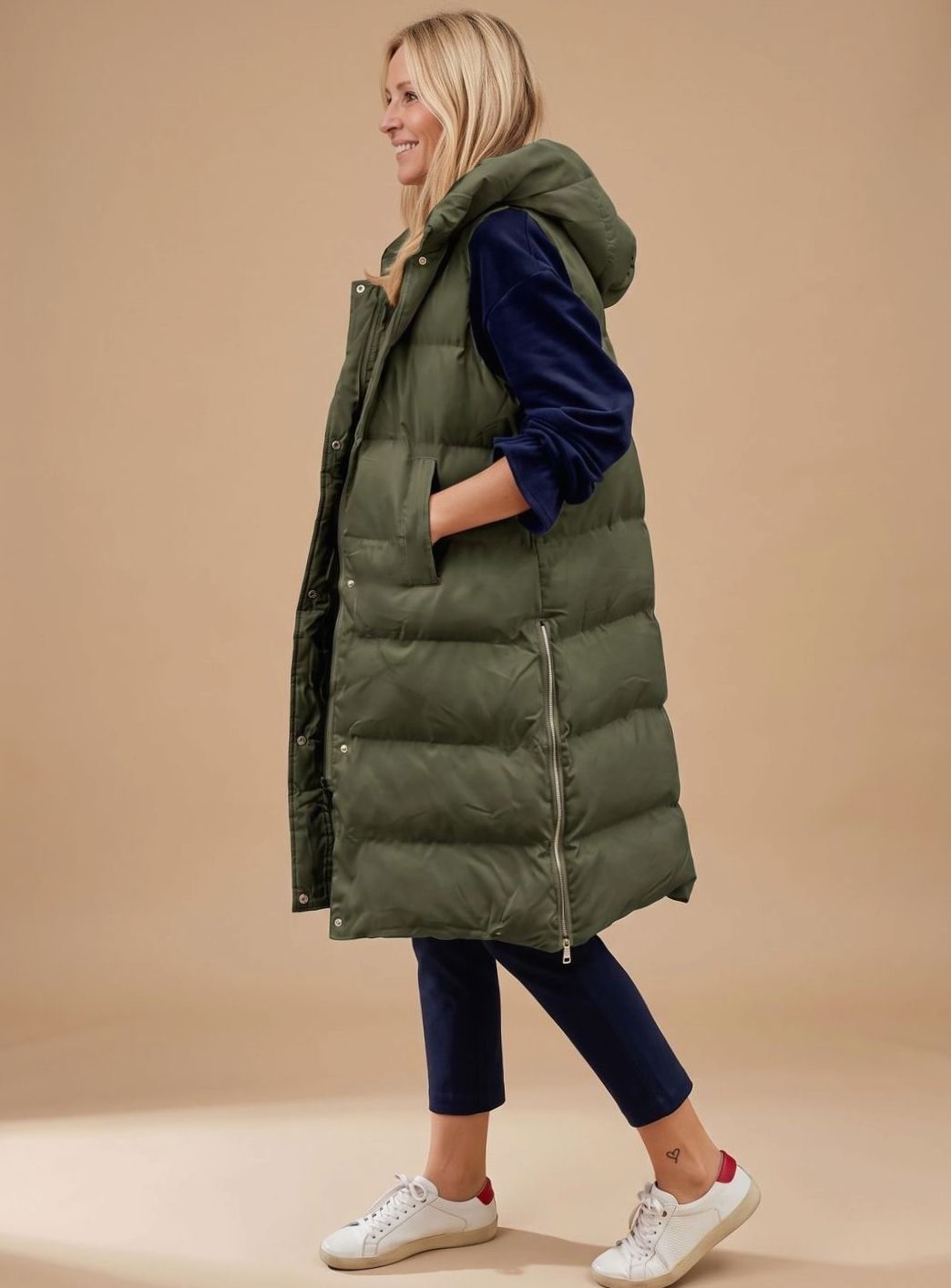 Elfriede Long Quilted Hooded Puffer Vest