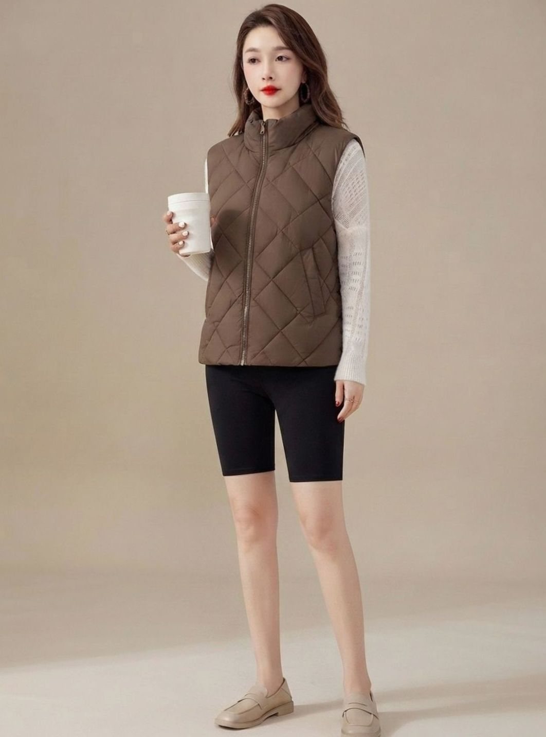Marlene Sleeveless High Collar Quilted Vest