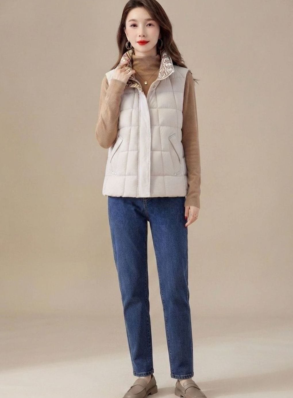 Marlene Sleeveless High Collar Quilted Vest