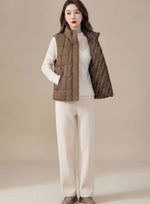 Marlene Sleeveless High Collar Quilted Vest