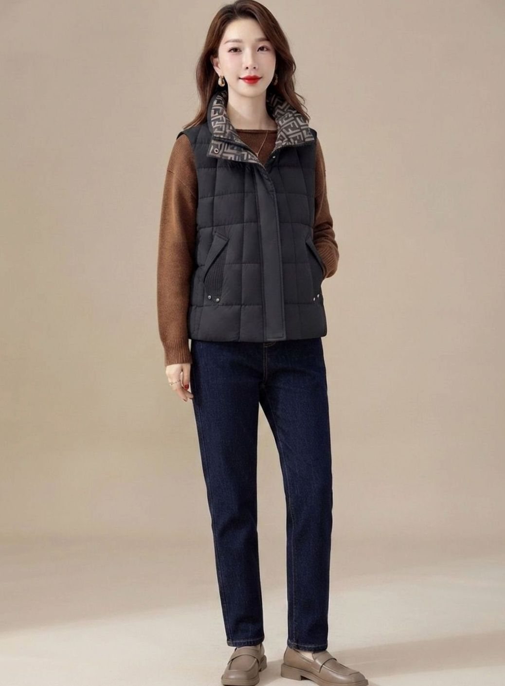 Marlene Sleeveless High Collar Quilted Vest