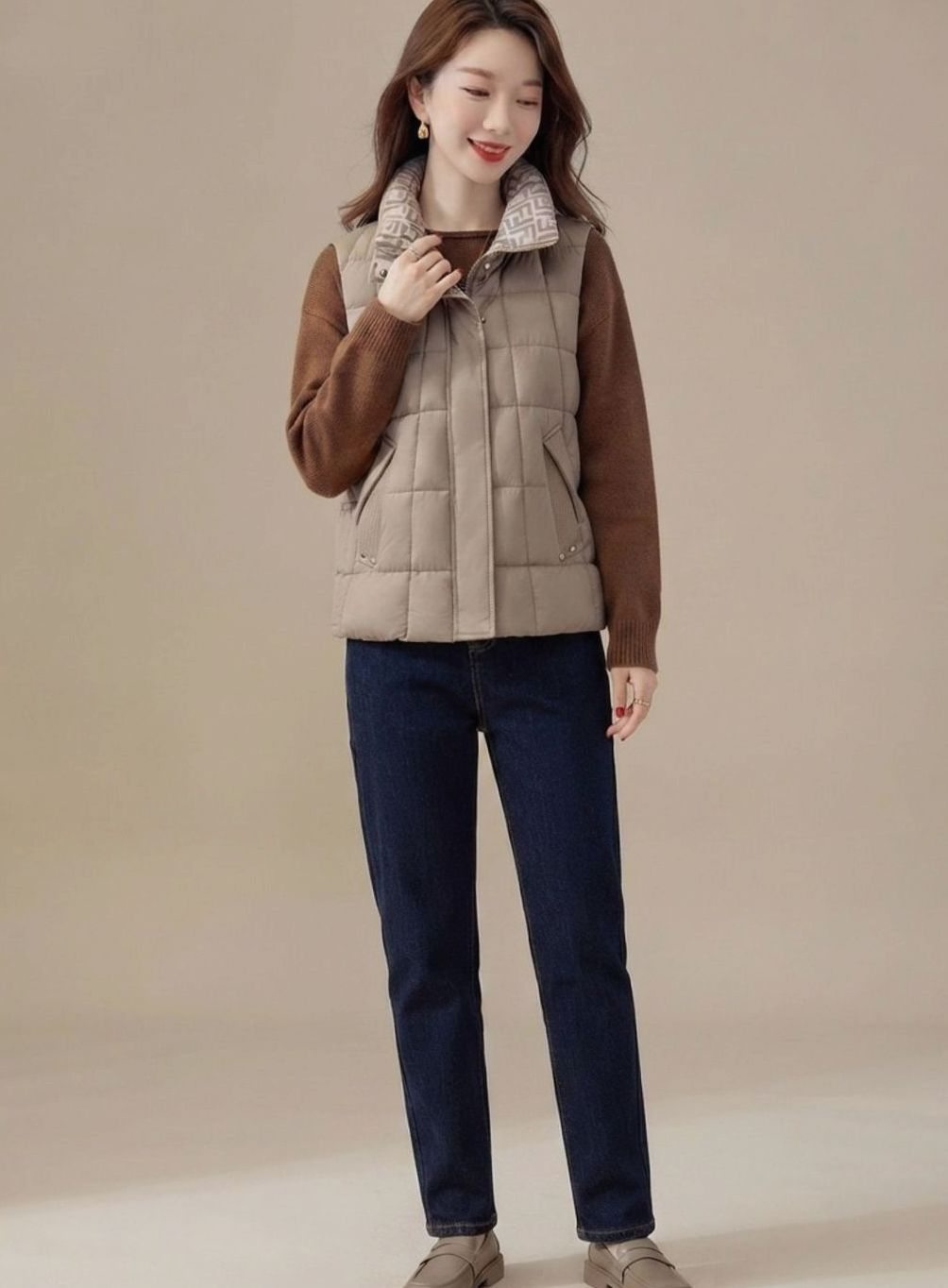 Marlene Sleeveless High Collar Quilted Vest