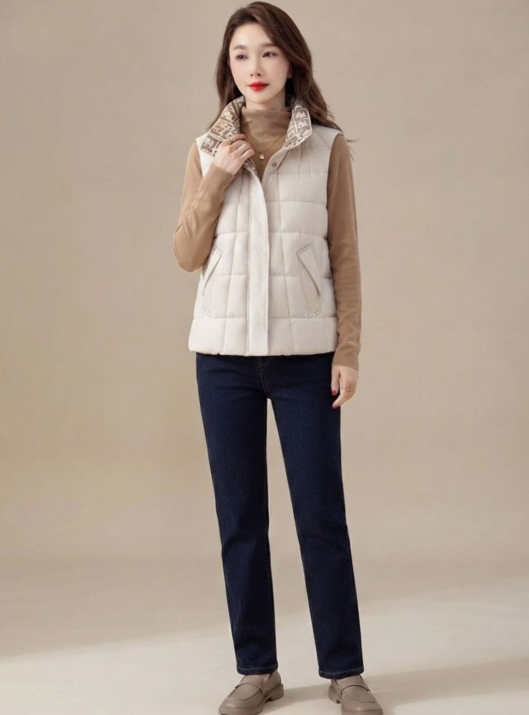 Marlene Sleeveless High Collar Quilted Vest