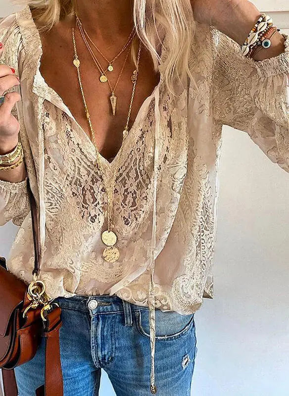 Tamara Elegant Boho V-Neck Blouse