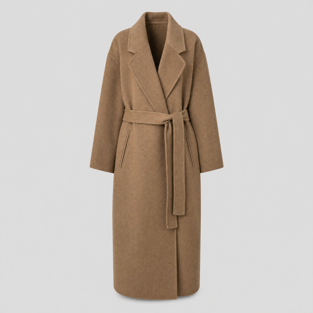Bramford longline wool-blend coat in camel, product shot