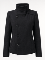 Bramhall Funnel Neck Coat in black, product shot