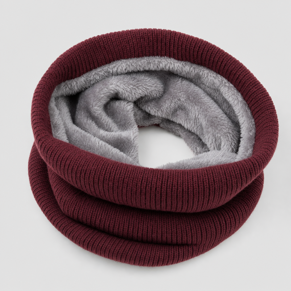 Brimley Knit Snood in deep burgundy, product shot