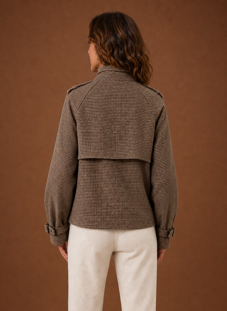 Women's Casual Jacket - Funnel Neck Cropped Jacket | Areleon