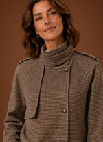 Women's Casual Jacket - Funnel Neck Cropped Jacket | Areleon