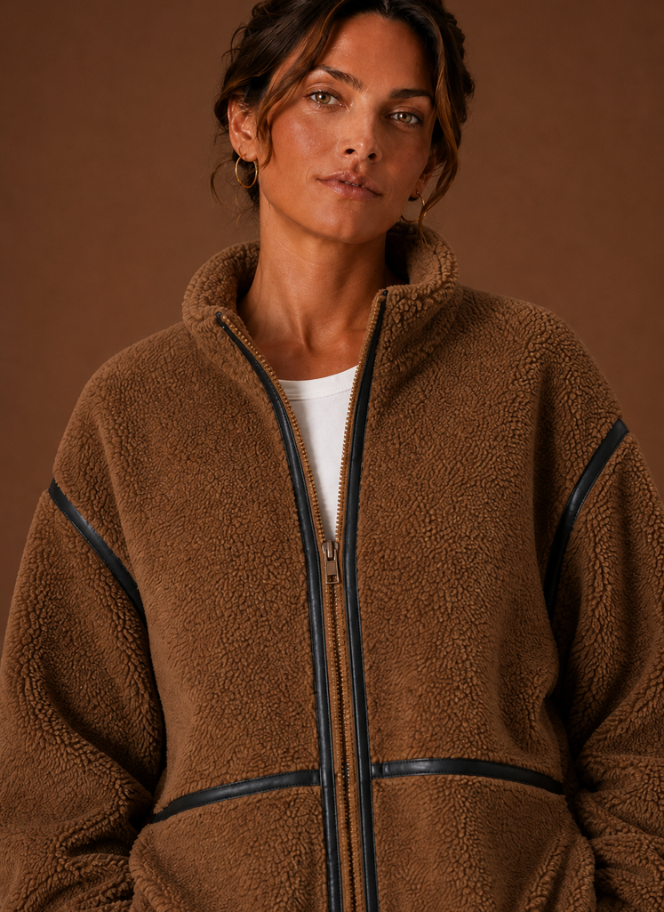 Women’s Sherpa Jacket - Zip-Up Fleece Coat | Areleon
