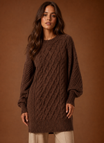 Women's Oversized Cable Knit Sweater Dress | Areleon