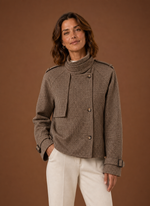 Women's Casual Jacket - Funnel Neck Cropped Jacket | Areleon