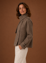 Women's Casual Jacket - Funnel Neck Cropped Jacket | Areleon